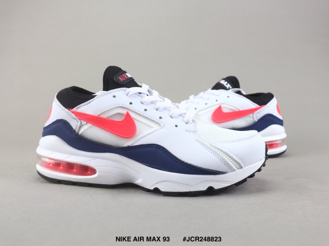 Men Nike Air Max 93 White Blue Red Running Shoes - Click Image to Close